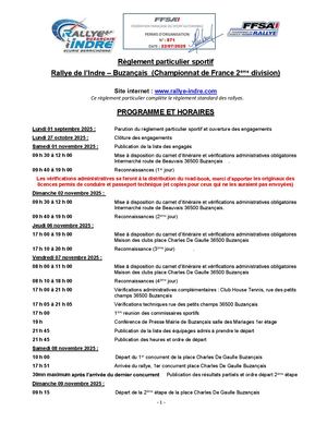 Reglement Rallye De L'indre 2025
