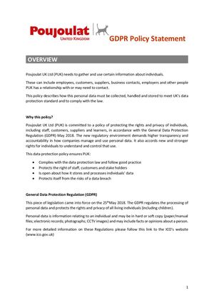 2025 Gdpr Policy Statement V3