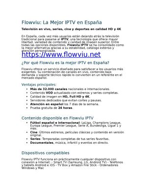 Flowviu: La Mejor IPTV en España Televisión en vivo, series, cine y deportes en calidad HD y 4K