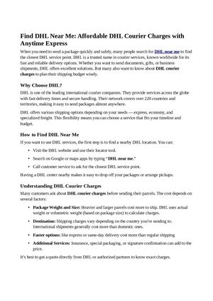 DHL Near You – Fast & Reliable Courier Services