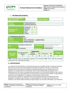 Física Mecánica Y Laboratorio Enero25