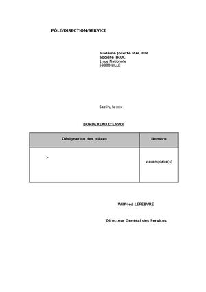 Modele Bordereau D'envoi