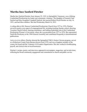 Fletcher Martha Inez Sanford