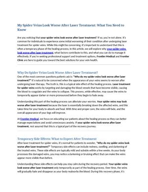 My Spider Veins Look Worse After Laser Treatment What You Need To Know