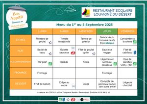 Menus Sept Oct 2025