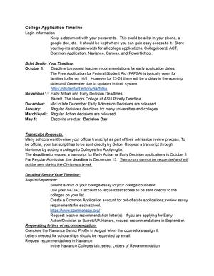 College Application Timeline Handbook