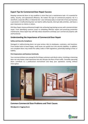 Expert Tips for Commercial Door Repair Success