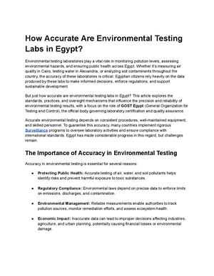 How Accurate Are Environmental Testing Labs In Egypt