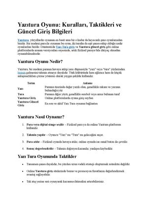 Yazıtura Giriş Adresi ile Oyun Oyna