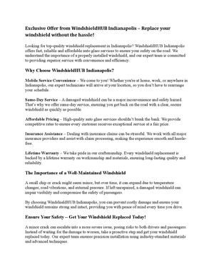 Exclusive Offer From WindshieldHub Indianapolis