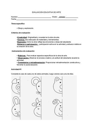 Evaluación De Arte, Primer Grado