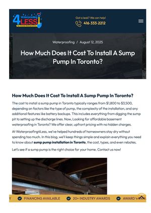 Sump pump installation toronto cost