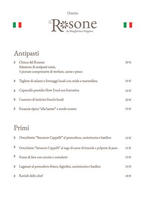 Menu - Osteria il Rosone