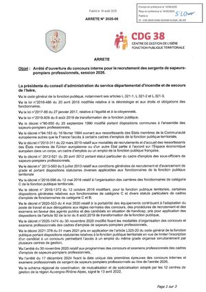 2025 06 Arrêté Cdg38 Ouverture Concours Sergent Tampon
