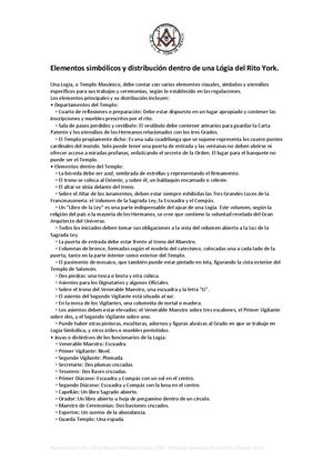 WAM14 - Elementos Simbólicos Y Distribución Dentro De Una Logia (York)