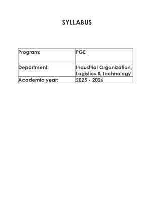 Syllabus MSc Purchasing And Supply Chain Management
