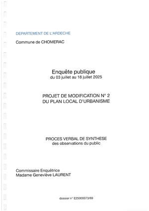 01 Procès Verbal De Synthèse Modification N°2 Plu