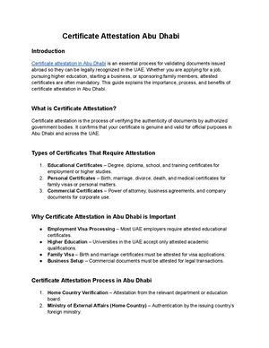 Certificate Attestation Abu Dhabi
