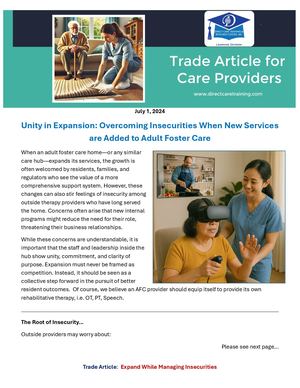 Calaméo - Trade Article Unity In Expansion - Adult Foster Care