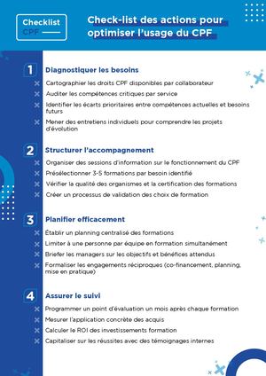 Check-list des actions pour optimiser l'usage du CPF