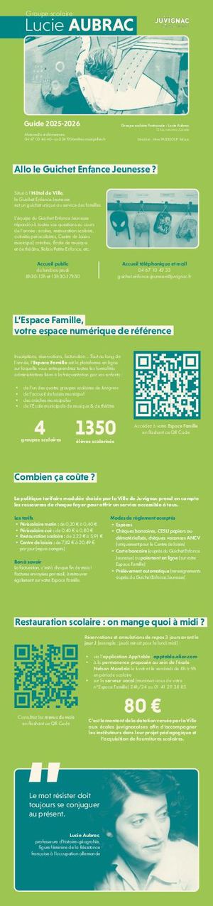Guide scolaire 2025-2026 | Groupe scolaire Lucie Aubrac