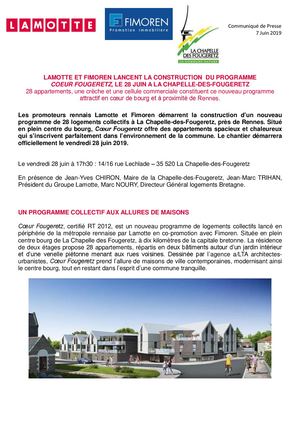 Lamotte lance la construction de Coeur Fougeretz à La Chapelle-des-Fougeretz - 7 juin 2019