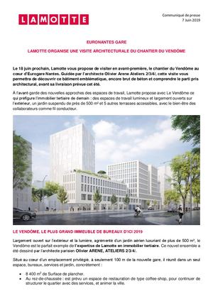 Euronantes Gare : Lamotte organise une visite architecturale du chantier du Vendôme - 7 juin 2019