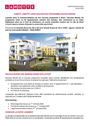 À Brest, Lamotte lance son programme Nouveau Monde - 26 juin 2019