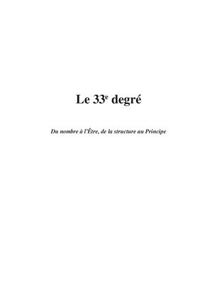 Extrait 7840 Le 33e degré. Du nombre à l’Être,  de la structure au Principe
