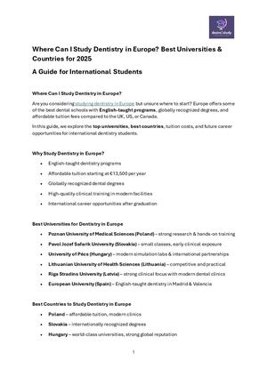 Top Dentistry Schools In Europe For International Students