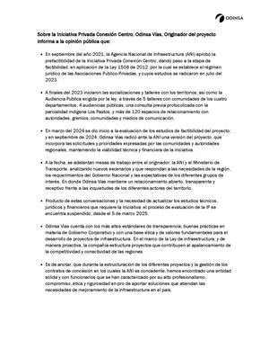 Posición Oficial Odinsa Vías Vf