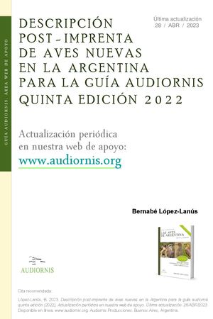 Aves Argentinas Nuevas Especies Guía Audiornis
