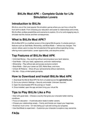 Bit Life Mod Apk Complete Guide with unlocked features