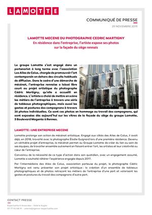 Lamotte mécène du photographe Cédric Martigny - 29 novembre 2019