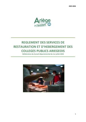 Règlement De Restauration scolaire 2025-2026