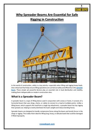 Calaméo - Why Spreader Beams Are Essential for Safe Rigging in Construction