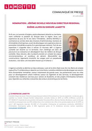 Lamotte : Jérôme Eicholz nouveau Directeur régional Rhône-Alpes - 29 juin 2020