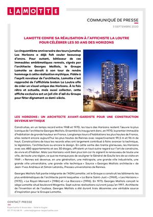 50 ans des Horizons : Lamotte confie sa réalisation à La Loutre - 3 septembre 2020