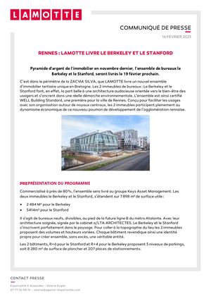 Lamotte livre Le Berkeley et Le Stanford à Rennes - 16 février 2021