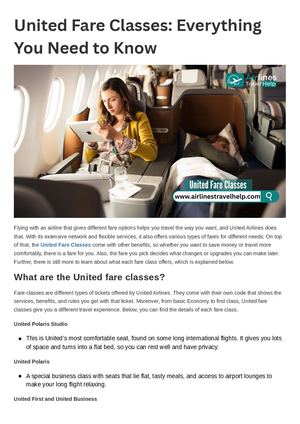 United Fare Classes Everything You Need To Know