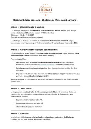 Réglement Challenge Automnal Gourmand