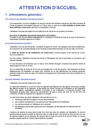Attestation d'accueil : liste des pièces