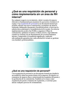 Qué Es Una Requisición De Personal Y Cómo Implementarla Sin Un áRea De Rh Interna