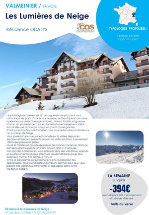 Valmeinier "Les Lumières De Neige" - Odalys HIVER 2025/26
