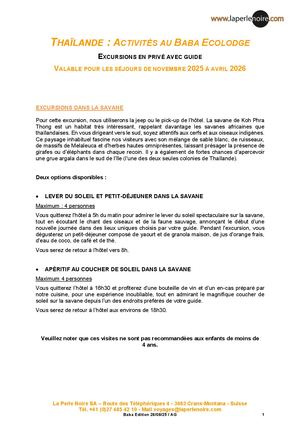 Thaïlande Activités Au Baba Ecolodge