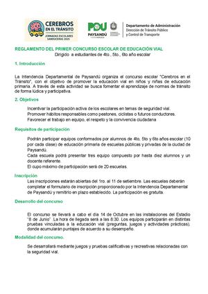 Reglamento Del Concurso De Juegos De Seguridad Vial 2025 Docx
