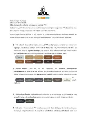 2025 Communiqué de presse Nuancier Pvc