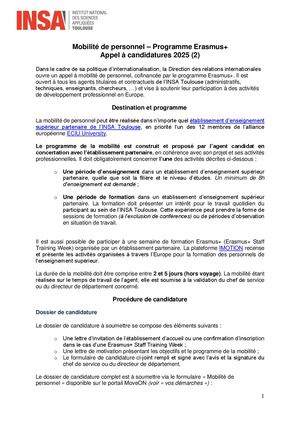 Appel à Candidatures Mobilité De Personnel 2025 (2)