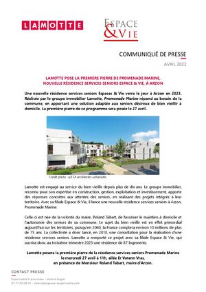 Lamotte pose la première pierre de Promenade Marine à Arzon - 25 avril 2022