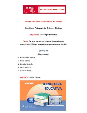Caracterización del proceso de enseñanza-aprendizaje (PEA) en una asignatura para integrar las TIC